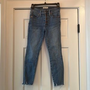 Madewell High Rise Button Front Cropped Skinny Jeans, Size 25P